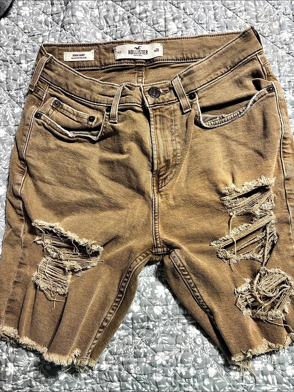 Hollister Epic Flex Denim Short Brown Waist 28 mens Y2K